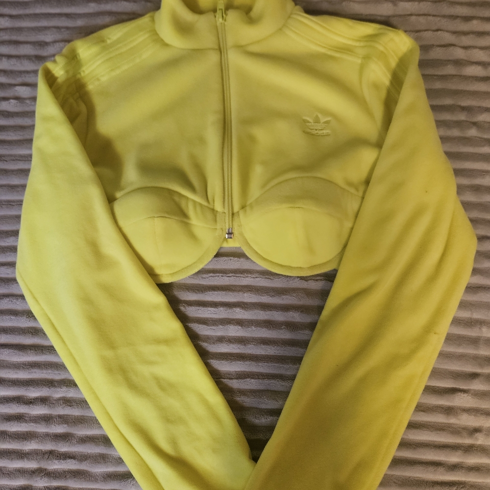 Jeremy Scott x Adidas Neon Yellow Cropped Track Jacket